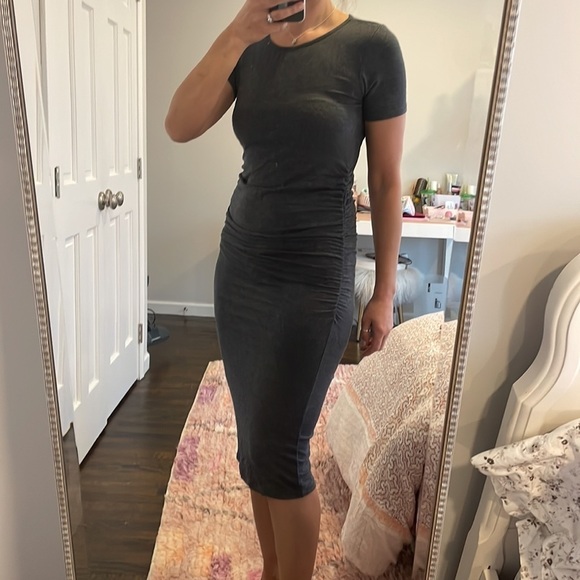 Rosie Pope Ruched Gray Modal Maternity Ruth Dress - Picture 2 of 9